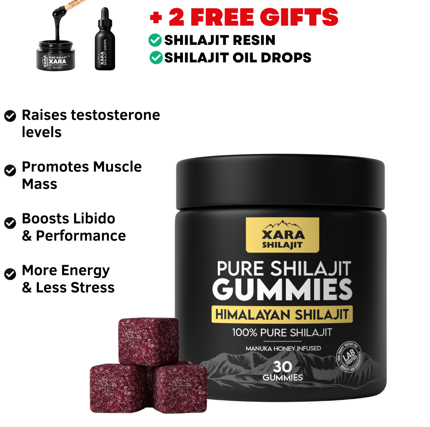 XARA® Pure Shilajit Gummies + 2 FREE GIFTS