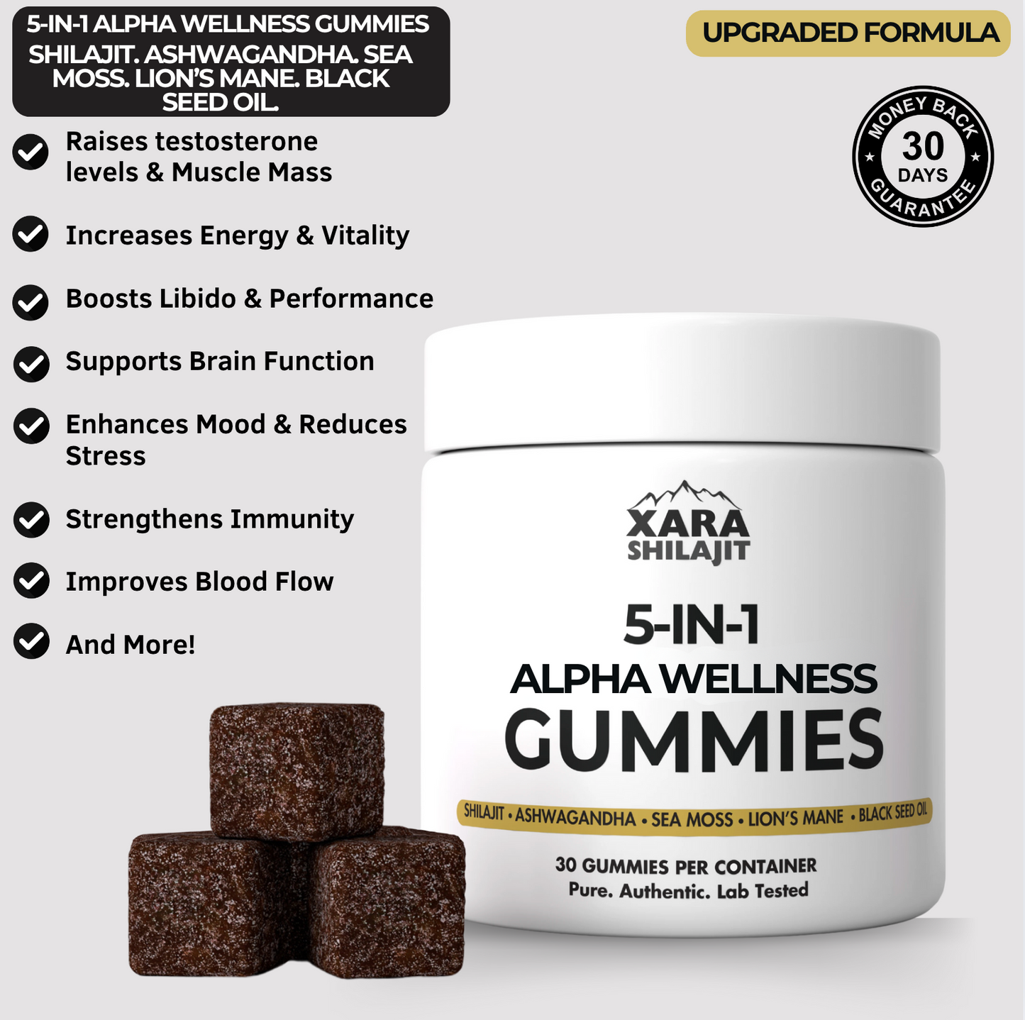 Xarashilajit® 5 in 1 Alpha wellness gummies